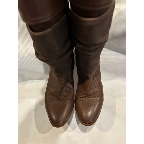 Vintage Frye Size 9 Brown Slouch Boots Leather Low Heel USA Made Womens - Picture 5 of 6